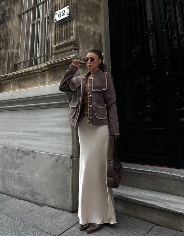 veste couture armenie gris marron